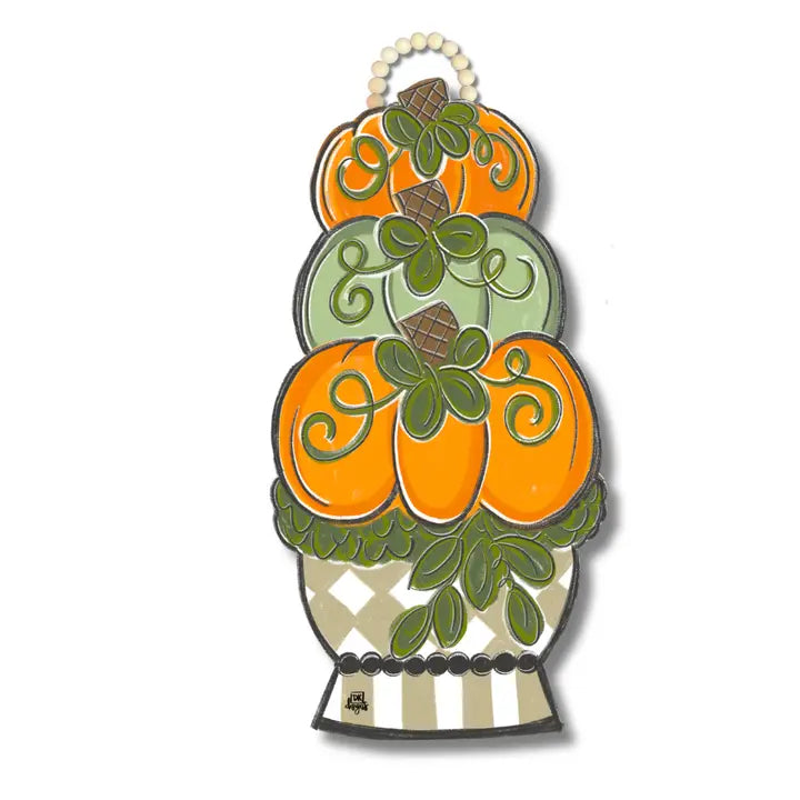 DK Designs Tan Pumpkin Topiary Door Hanger