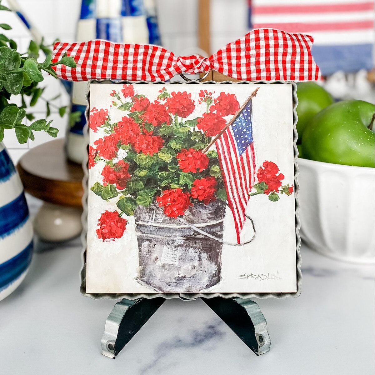 The Round Top Collection Mini Art Bucket of Geraniums