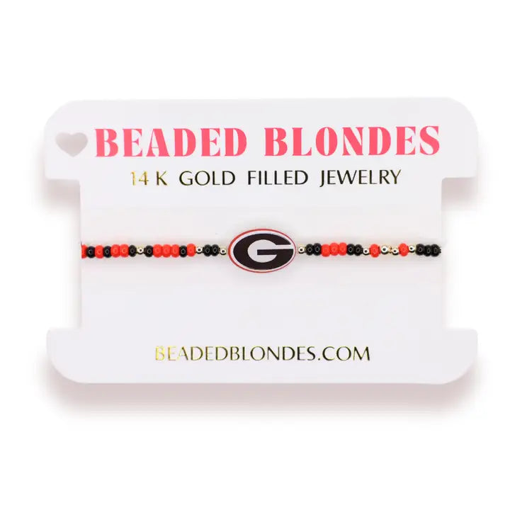 Beaded Blondes Georgia Logo Bracelet On Color