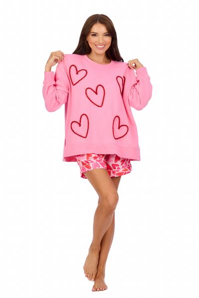 MUD PIE PINK HEARTS PAJAMA SHORTS