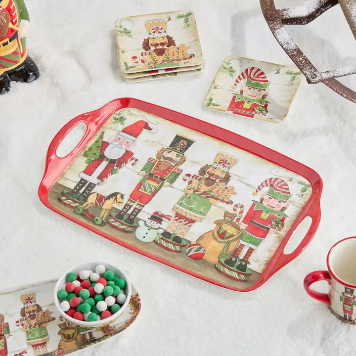 Certified International Nutcracker Parade Melamine Rectangular Tray W/Handles