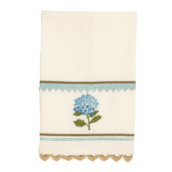 MUD PIE BLUE FLOWER EMBROIDERED TOWEL