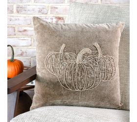 pD HOME 18 X 18 TAN BEADED PUMPKIN PILLOW