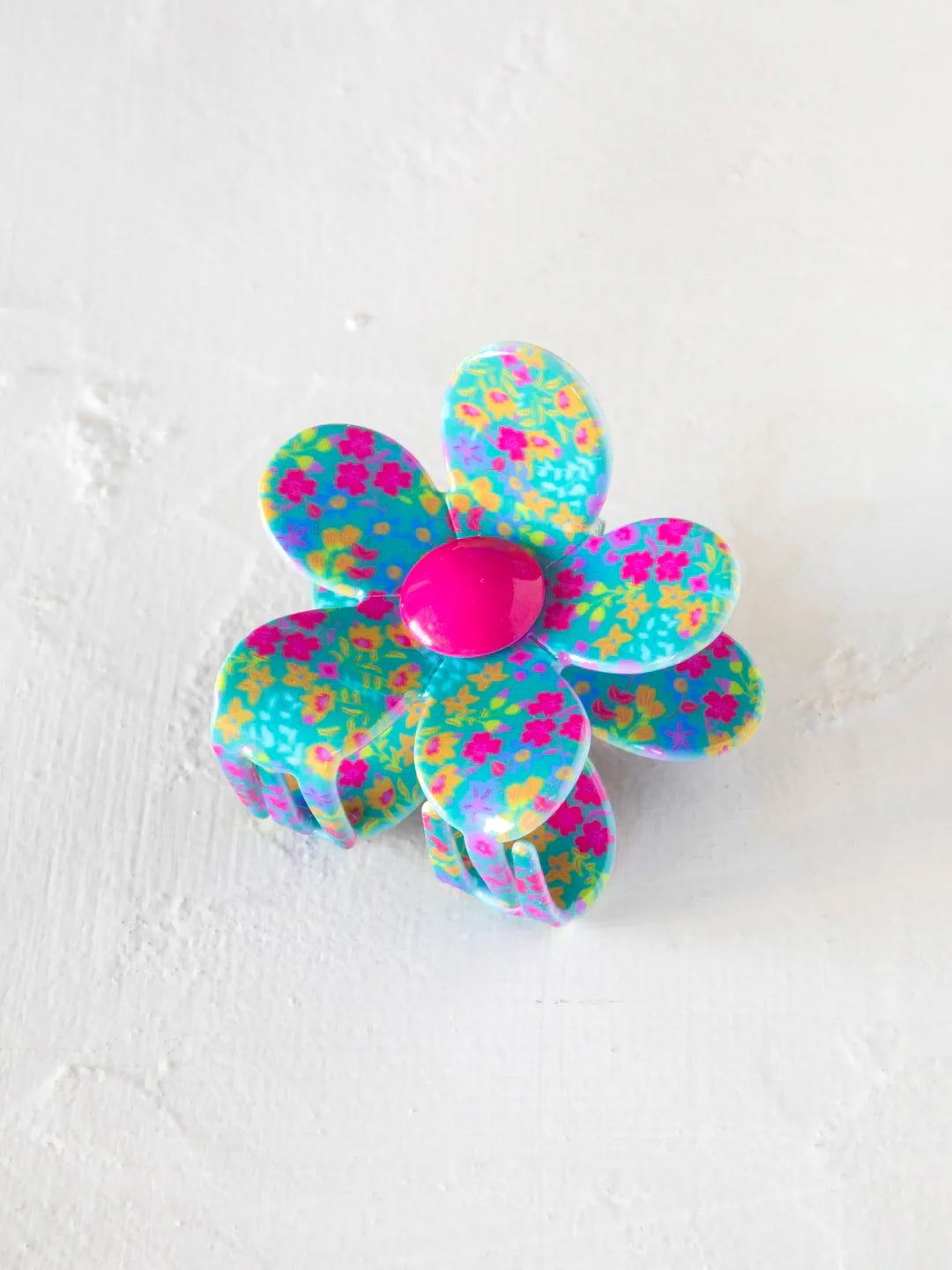 Natural Life Daisy Flower Hair Clip-Neon Turquoise