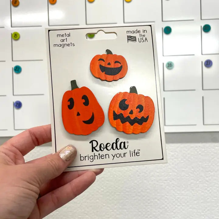 Roeda Studio Jack-O'-Lantern Magnets S/3, Halloween Decor