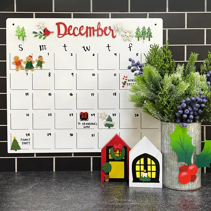 Roeda Studio Holiday Calendar Magnets S/7, Organization, Holiday Decor