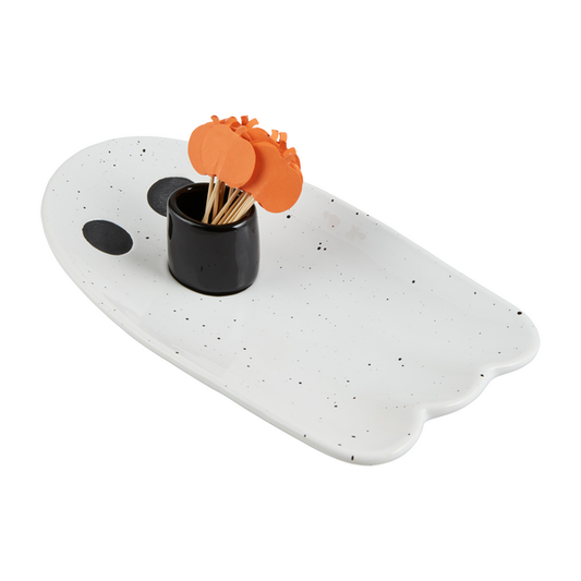 MUD PIE GHOST TRAY & TOOTHPICK SET