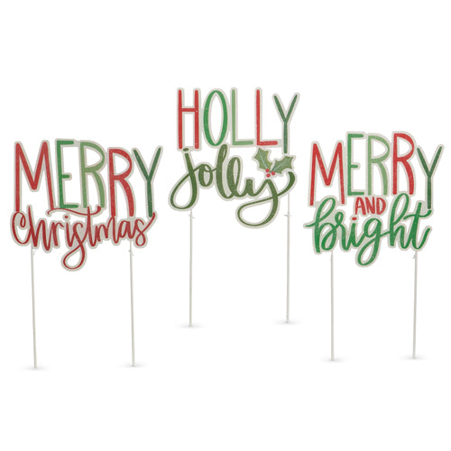 RAZ Imports 25.5" MERRY HOLIDAY ADJUSTABLE YARD STAKE