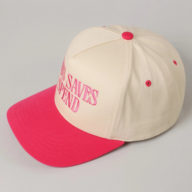 Jesus Saves I Spend Embroidery Trucker Hat-HOT PINK