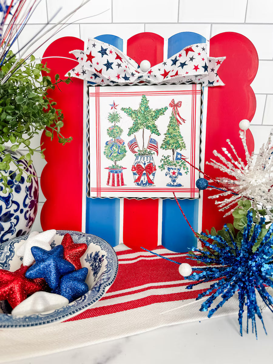 The Round Top Collection Mini Art Patriotic Boxwoods in Pots