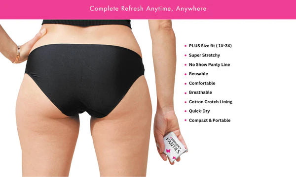 Panty Fresh 3in1 Kit - Black Bikini PLUS Size Fits 1X - 3X