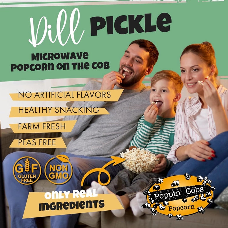 Poppin' Cobs Popcorn On the Cob with Dill Pickle Seasoning