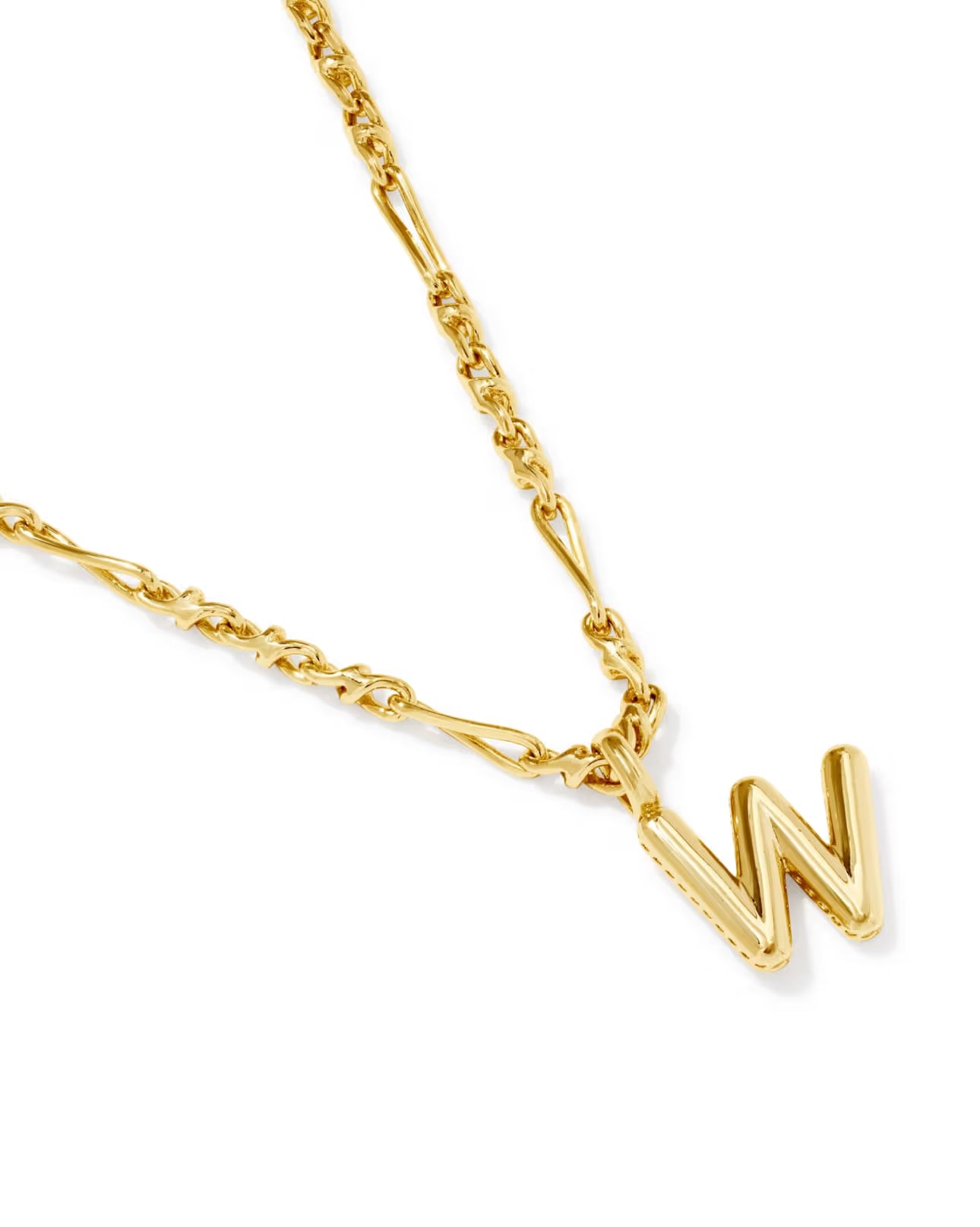 KENDRA SCOTT BUBBLE LETTER W SHORT PENDANT NECKLACE GOLD