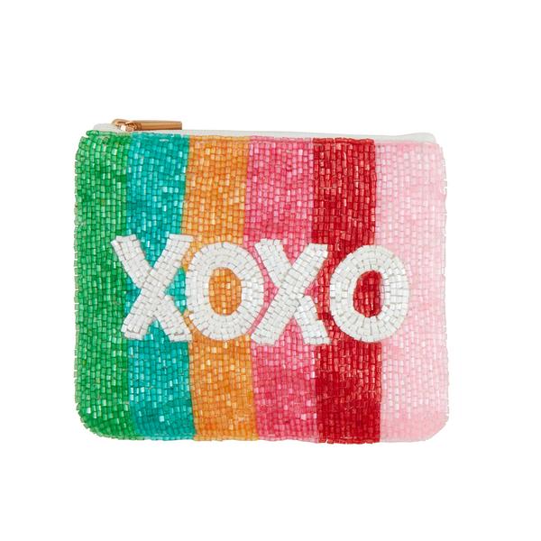 MUD PIE RAINBOW XOXO BEADED POUCH