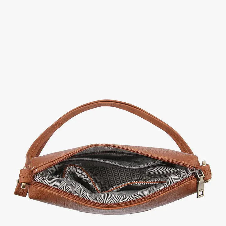 Jen & Co. Dylan Crossbody w/ 2 Side Tassel Zippers-Brown