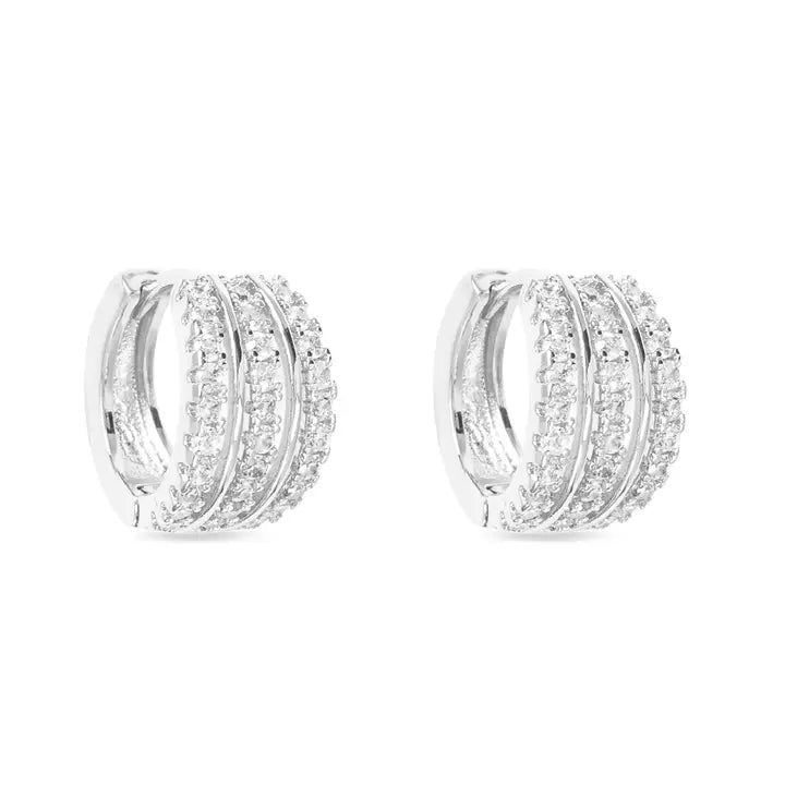 Amanda Blu Cz Triple Row Huggie Hoop Earrings