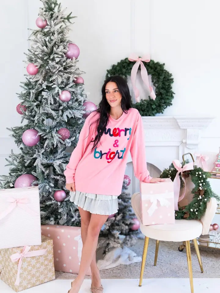 GRACE + EMMA "Merry & Bright" On Light Pink Tops