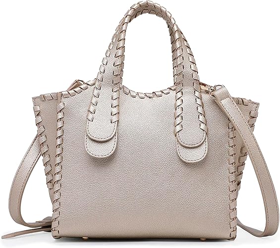 JEN & CO. Marla Women's Whipstitch Satchel Handbag-Lt. Gold