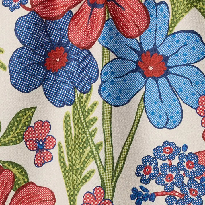 Geometry Plaid Floral Tea Towel
