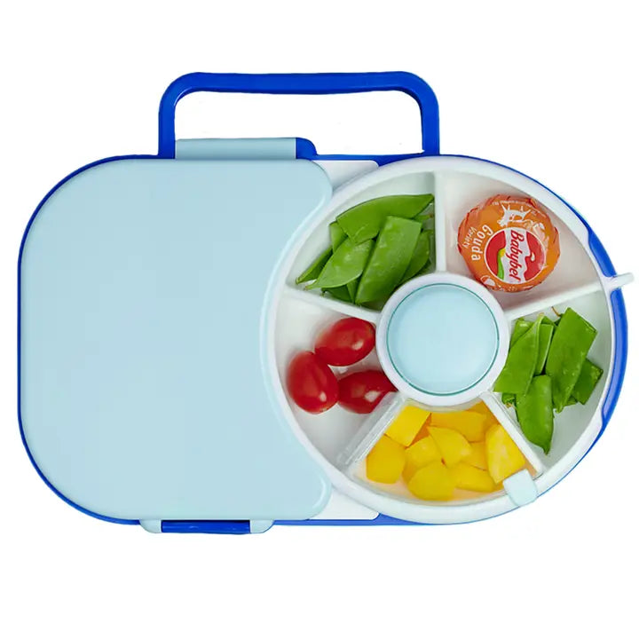 Gobe Kids 2-in-1 Lunchbox with Small Snack Spinner Flip-Blueberry Blue