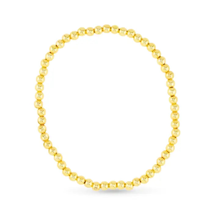 Amanda Blu Gold Beaded Stretch Bracelet | Genuine Stone Collection-4mm