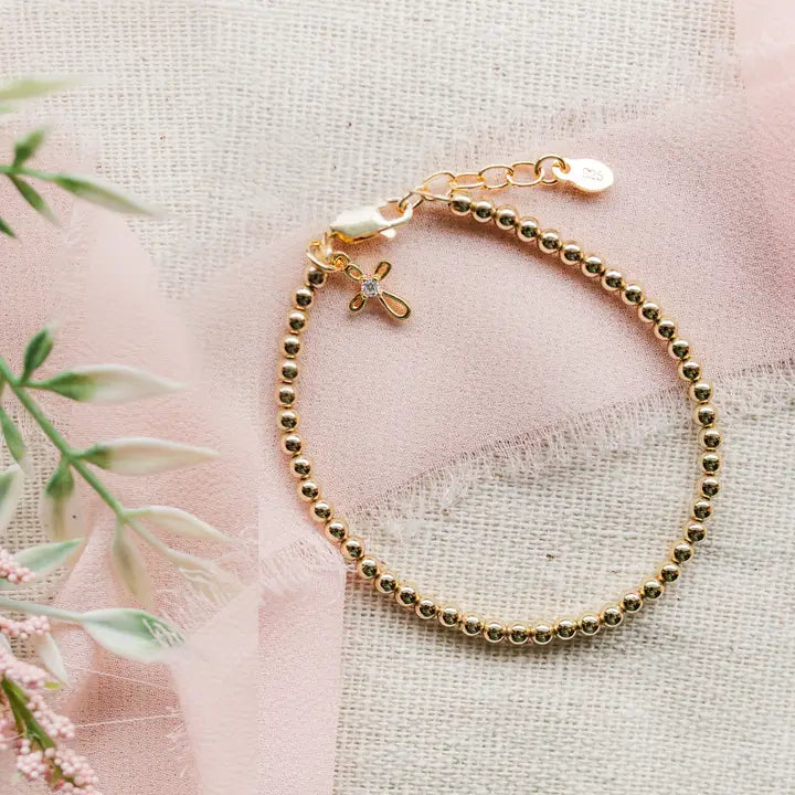 Cherished Moments Kids 14K Gold-Plated Cross Bracelet Baby Girl Baptism Gift