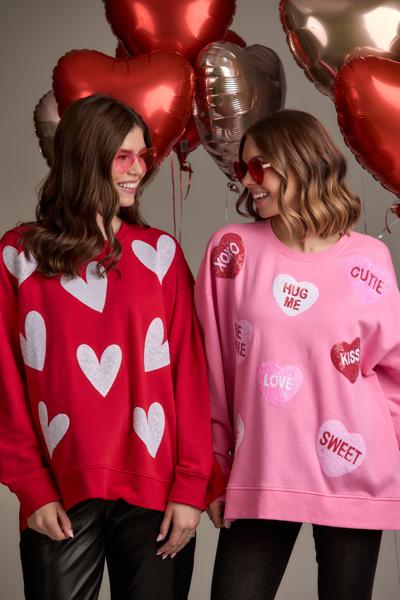 MUD PIE VALENTINE SPARKLE SWEATSHIRT-RED