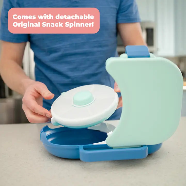 Gobe Kids 2-in-1 Lunchbox with Small Snack Spinner Flip-Blueberry Blue