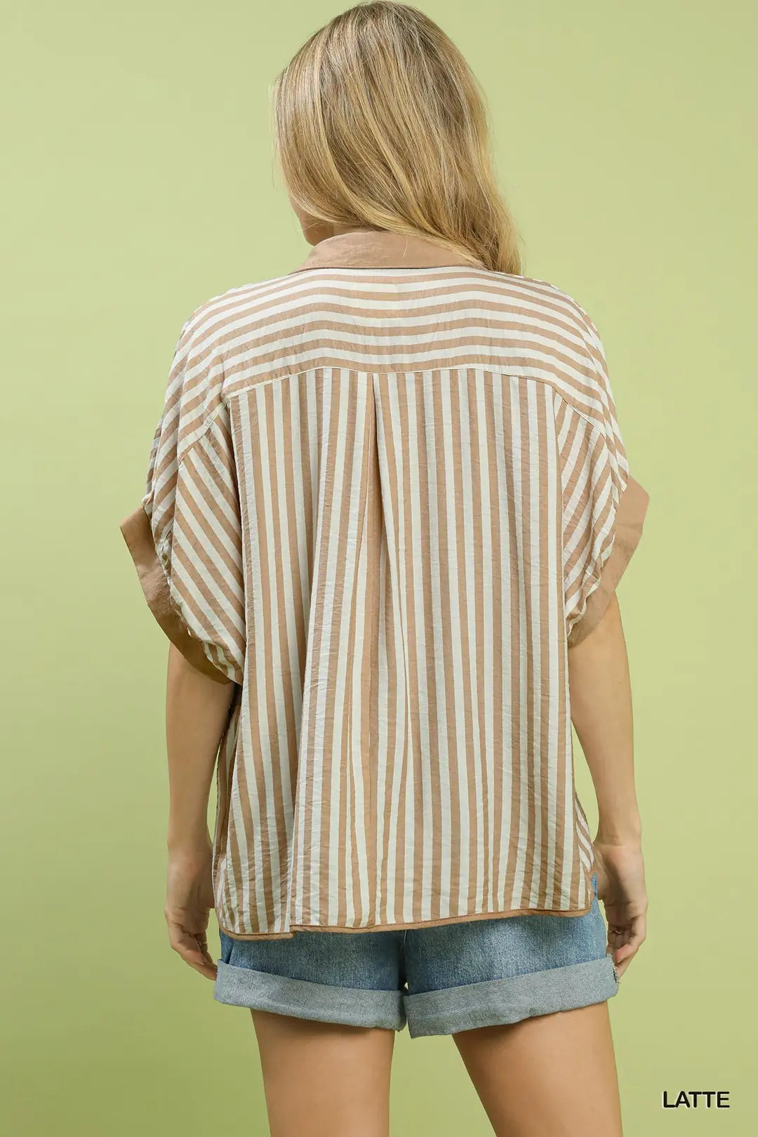 Umgee Stripe Collared Oversized Top