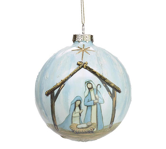 burton + BURTON GLASS ORNAMENT WITH HOLY FAMILY