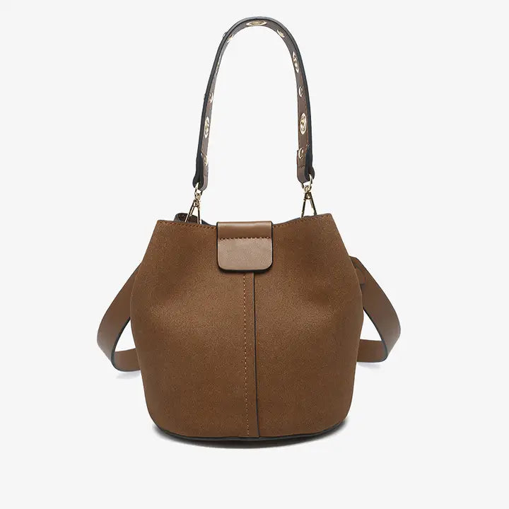 Jen & Co Farrah Suede Bucket Bag w/ Top Handle & Inner Bag-Brown
