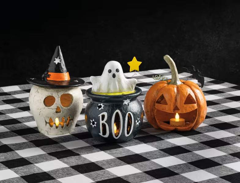 MUD PIE SKULL PAPER MACHE LANTERN