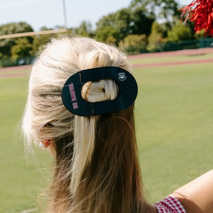 Teleties Flat Round Hair Clip | Large | Go Dawgs!