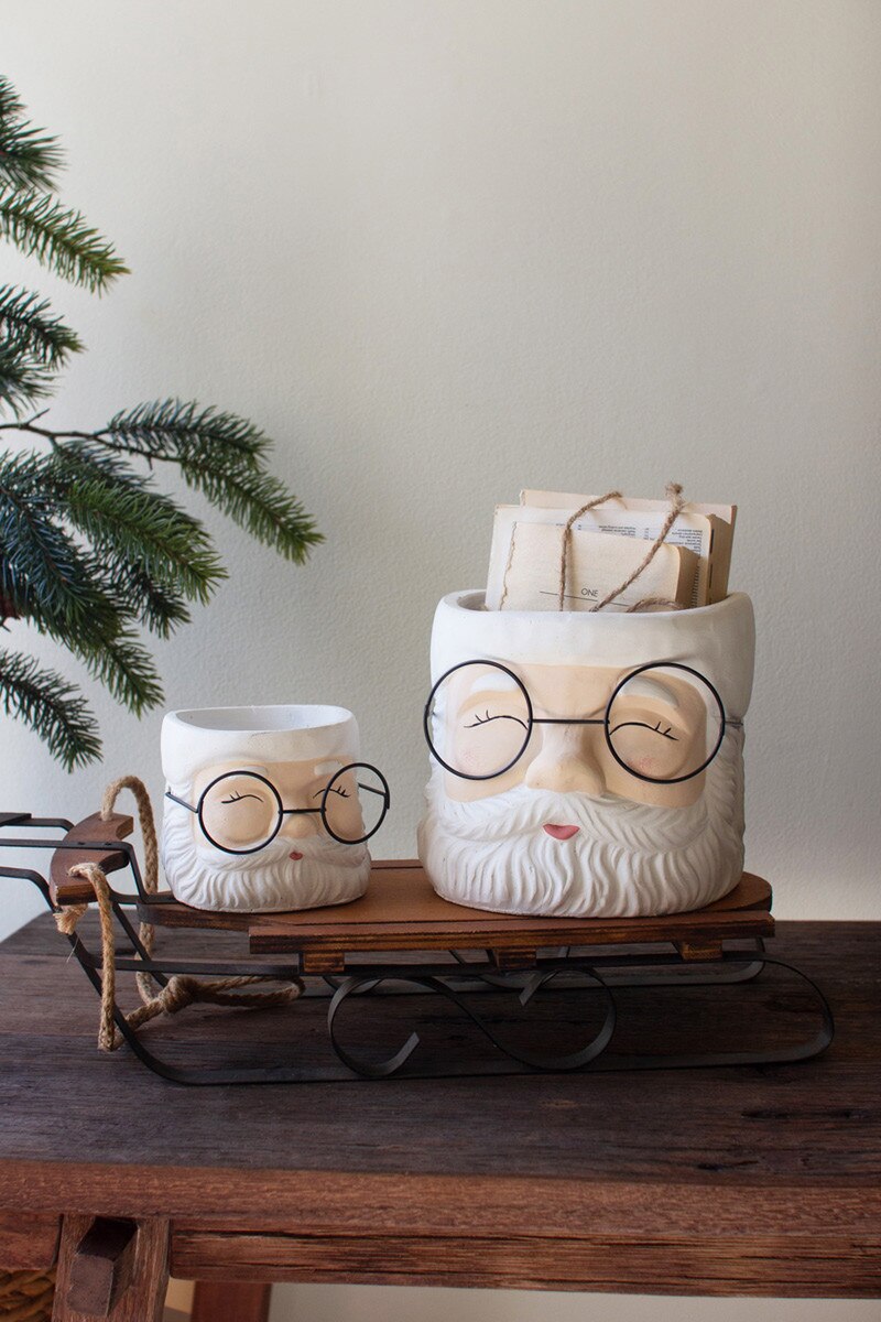 Kalalou Concrete Santa Planters