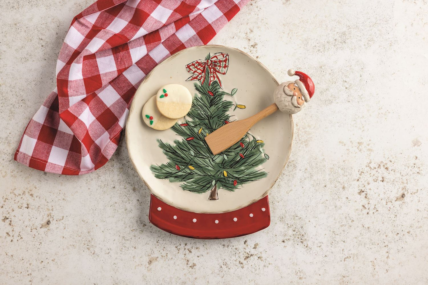 MUD PIE SNOW GLOBE COOKIE PLATE SET
