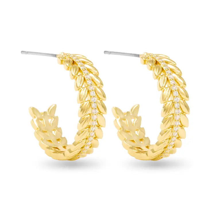 Amanda Blu Kylie Polished Feather Hoop with White Cz Gold