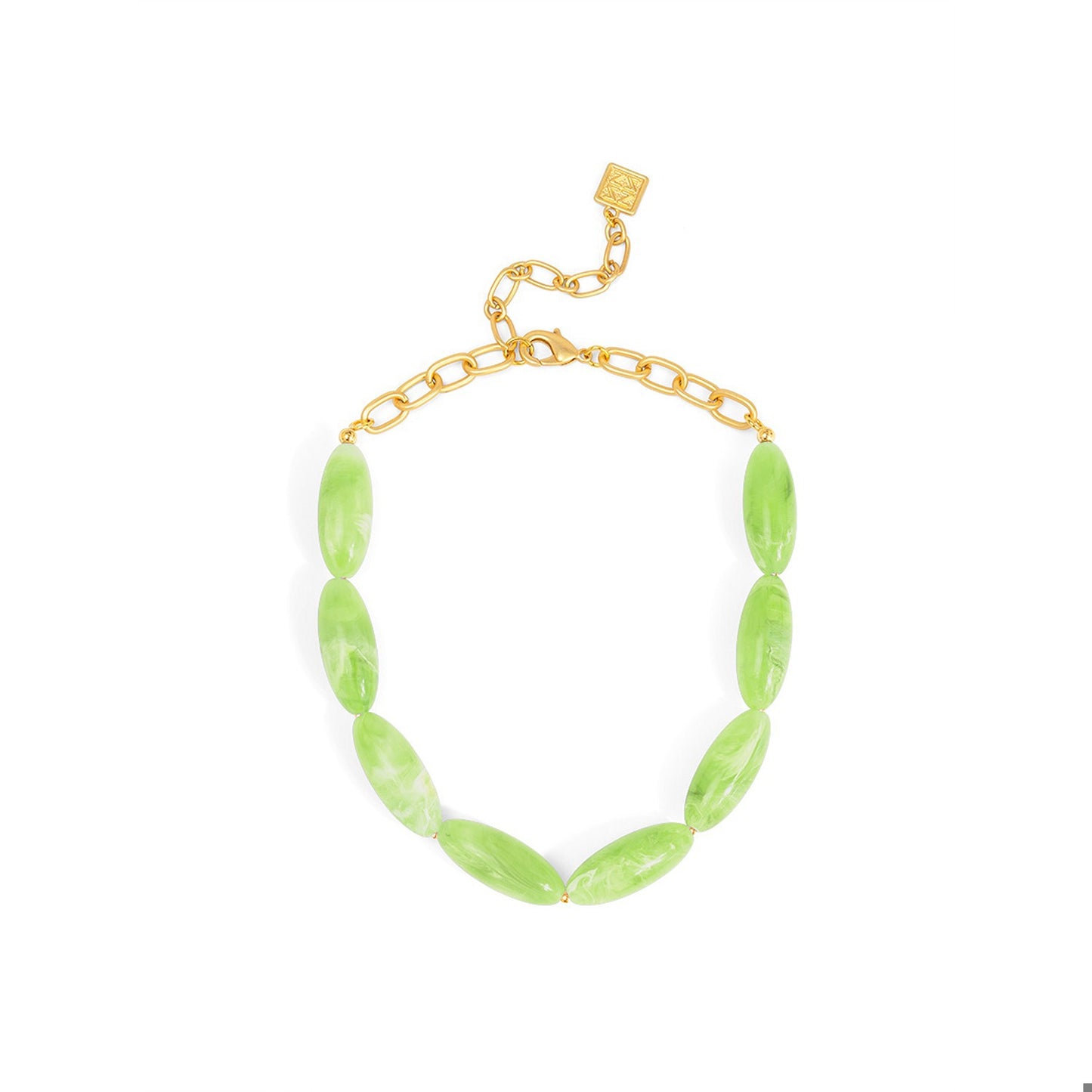 ZENZII Glossy Resin Collar Necklace-Green