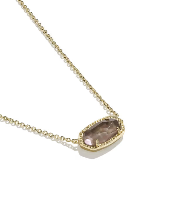 KENDRA SCOTT ELISA PENDANT NECKLACE GOLD TAUPE MOTHER OF PEARL