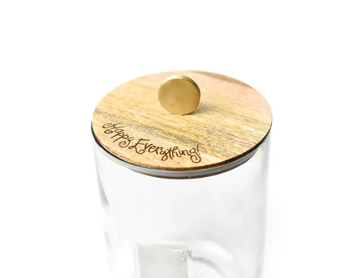 HAPPY EVERYTHING! MINI WOODEN LID GLASS JAR (MEDIUM)