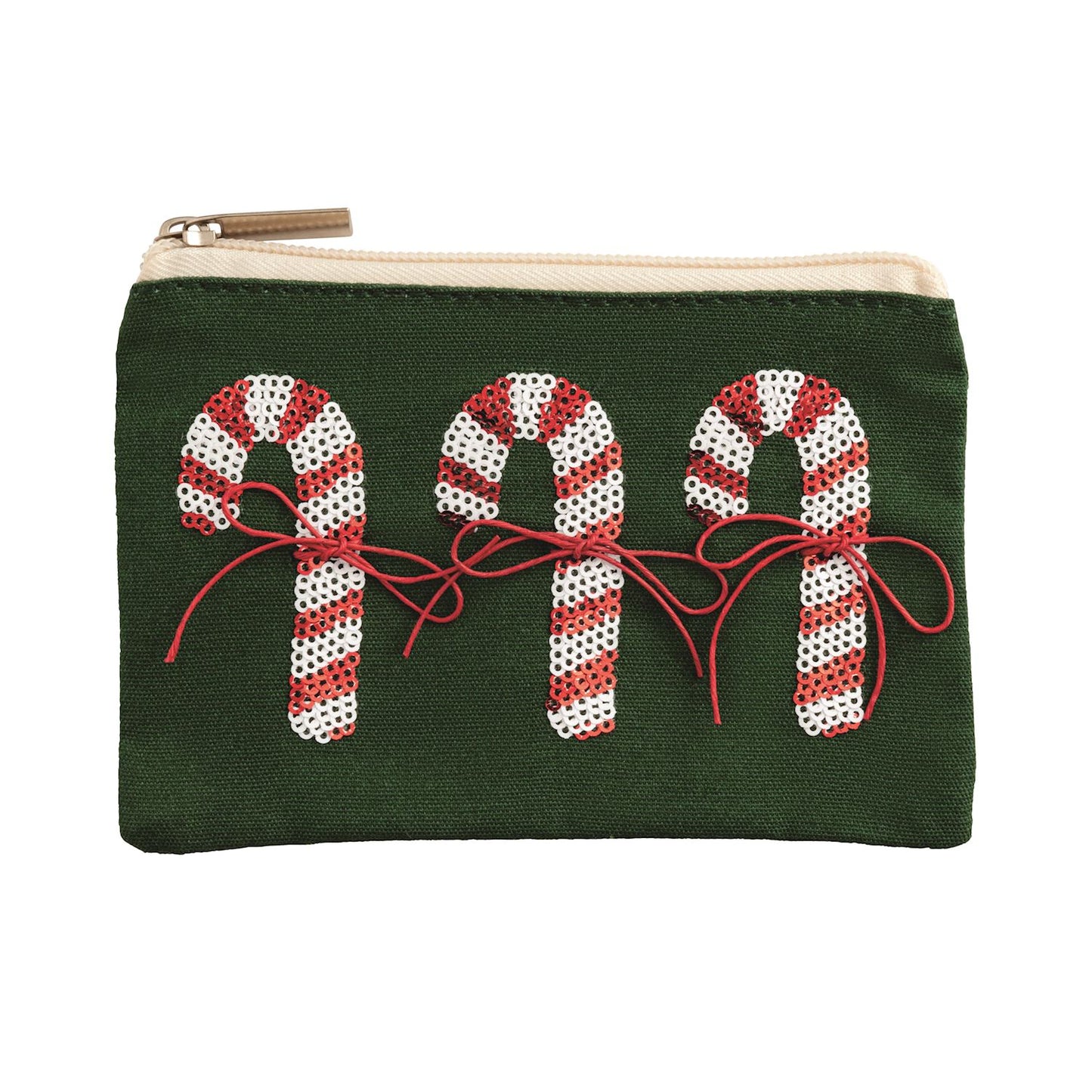 MUD PIE CANDY CANE SEQUIN ZIP POUCH