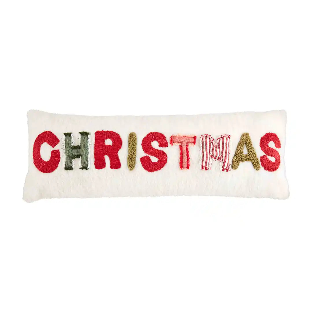 MUD PIE CHRISTMAS FUZZY FABRIC PILLOW