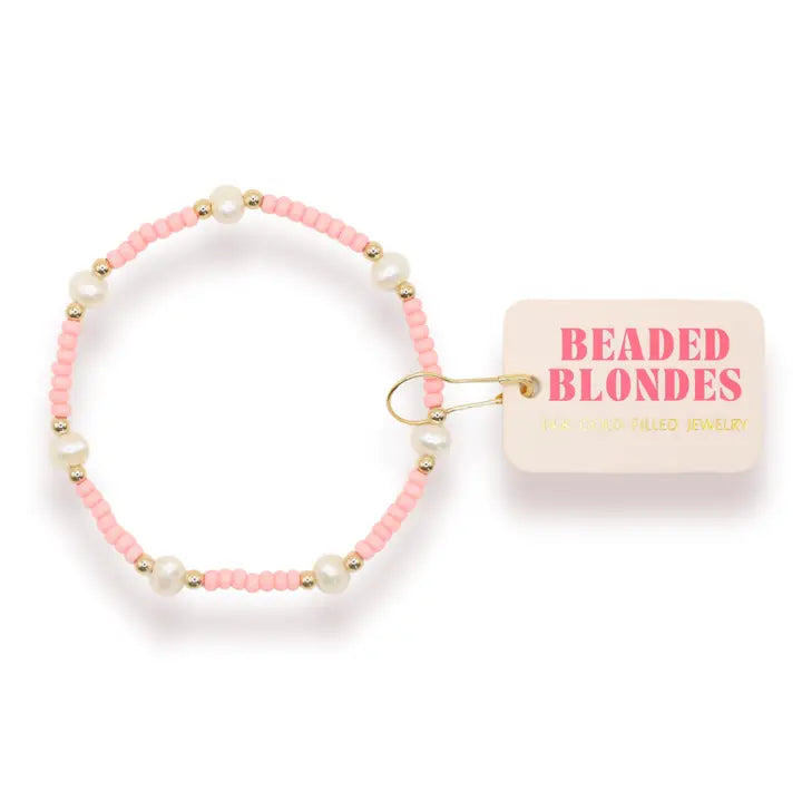 Beaded Blondes Pastel Pink Pearl Bracelet