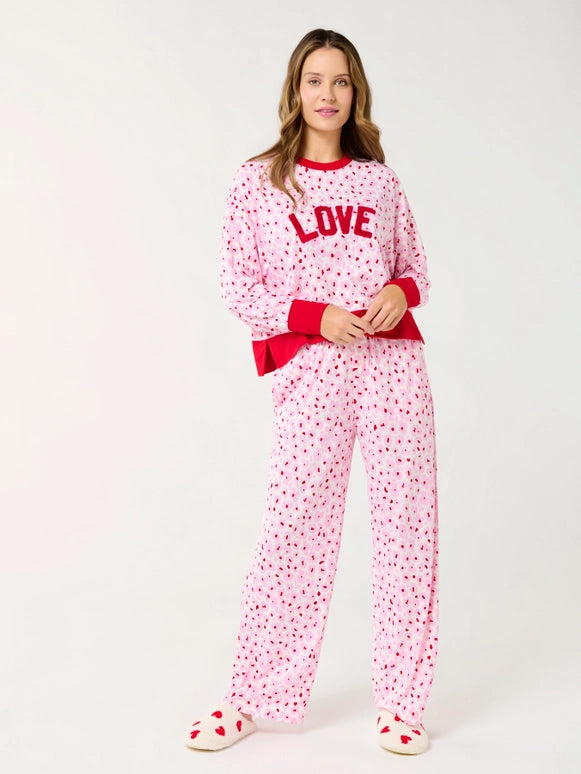 Shiraleah Floral "Love" Ultra-Soft Jersey Knit Pj Sets