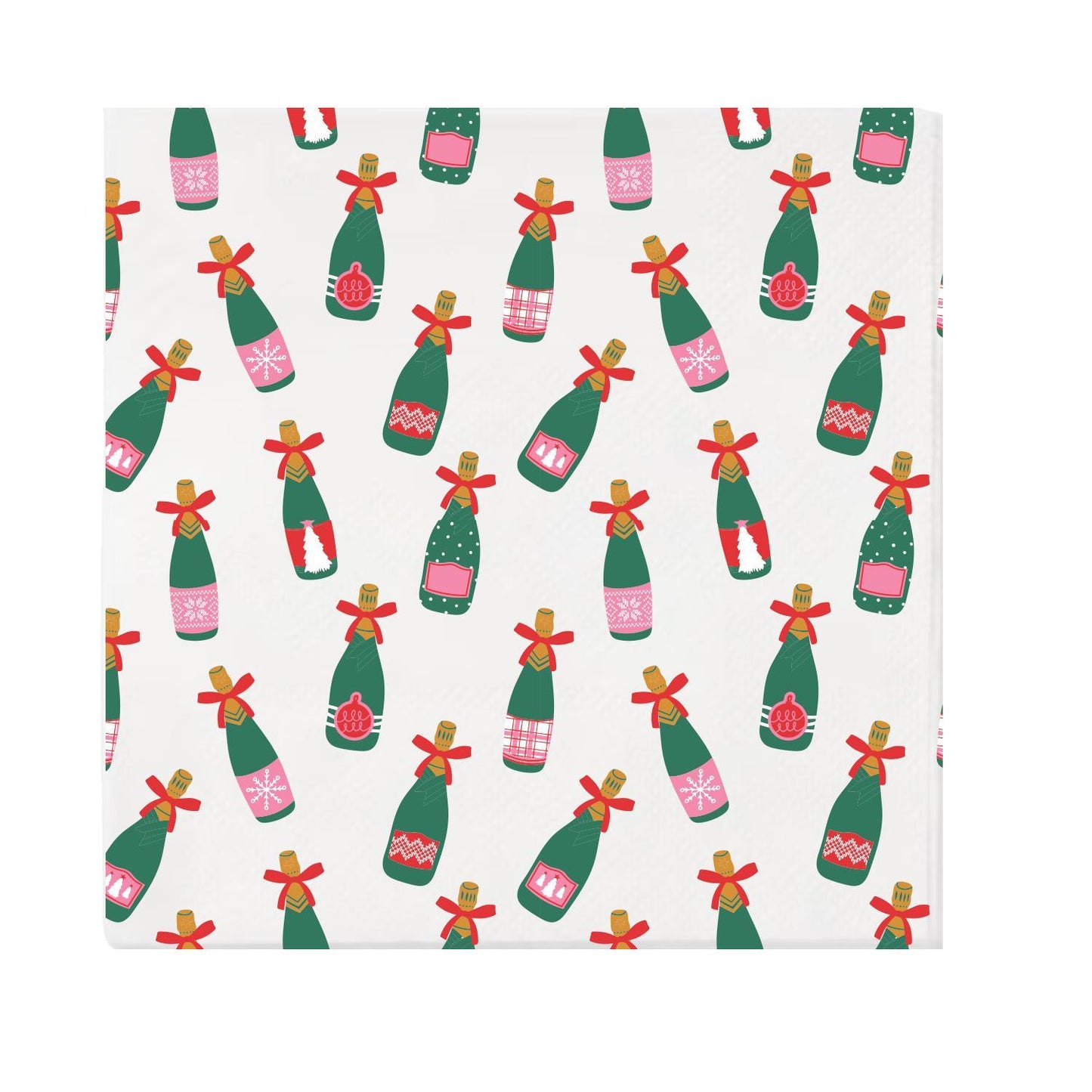 Mary Square Cocktail Napkins Champagne Bottles
