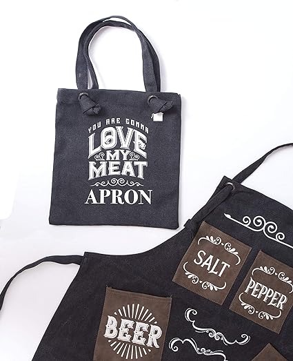 Boxer Gifts Canvas Love My Meat Apron, Black