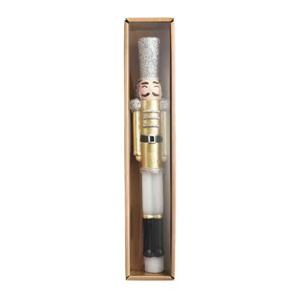 Mud Pie Gold Nutcracker Taper Candle
