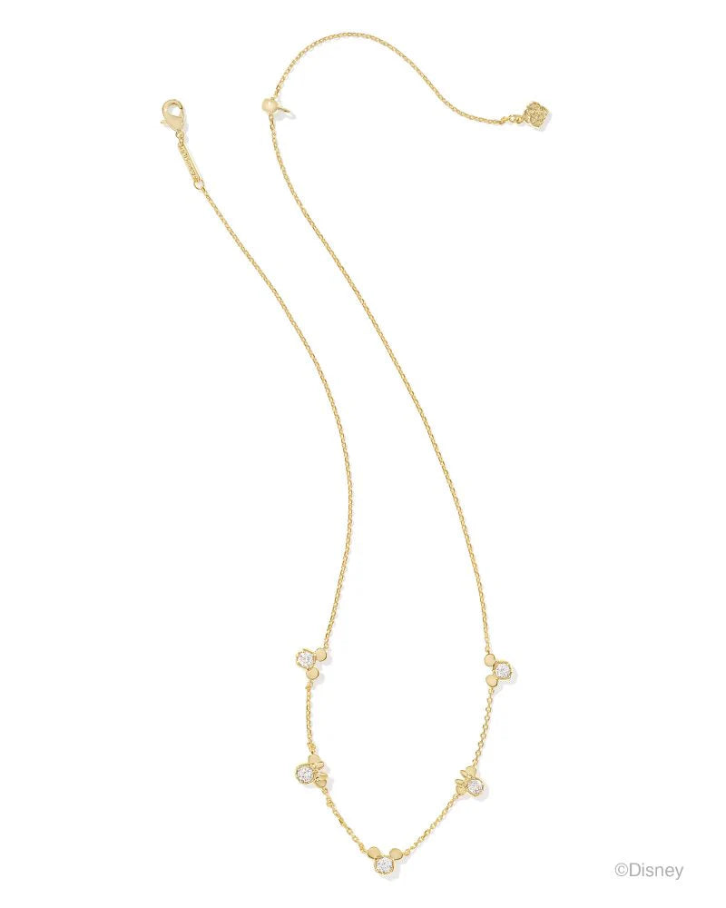 KENDRA SCOTT MICKEY MINNIE MOUSE STRAND NECKLACE GOLD WHITE CRYSTAL