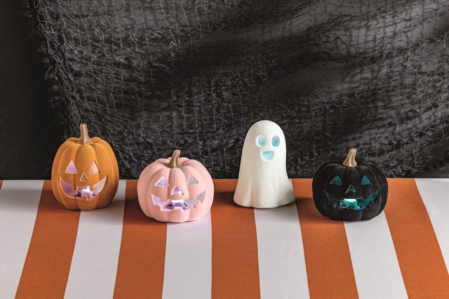 MUD PIE LIGHT-UP FLOCKED PINK PUMPKIN