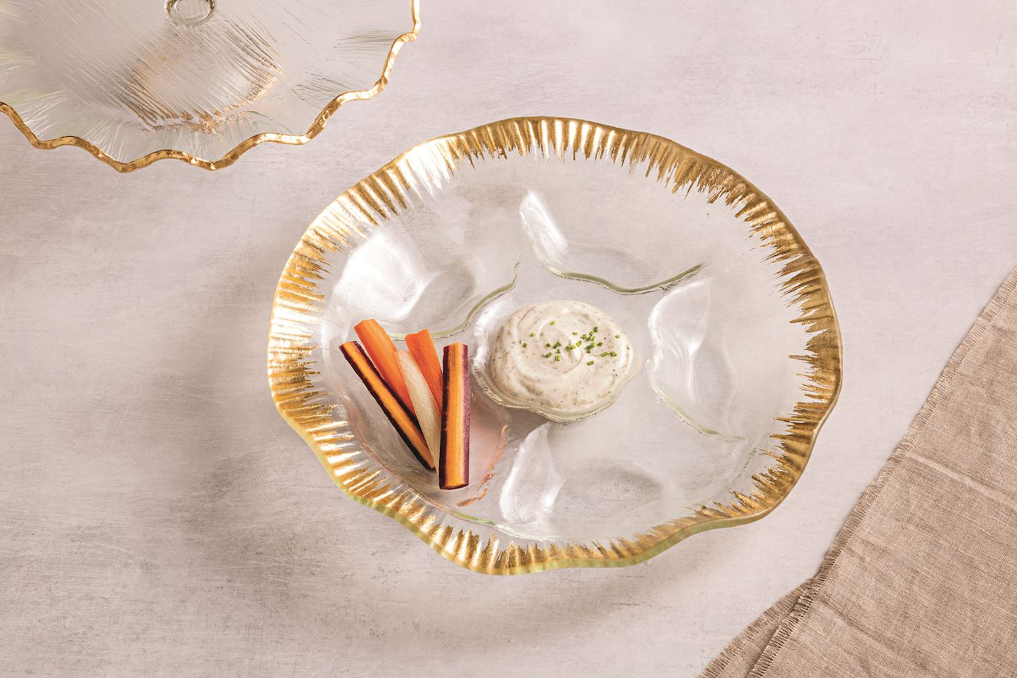 MUD PIE GOLD EDGE RUFFLE SECTION PLATTER