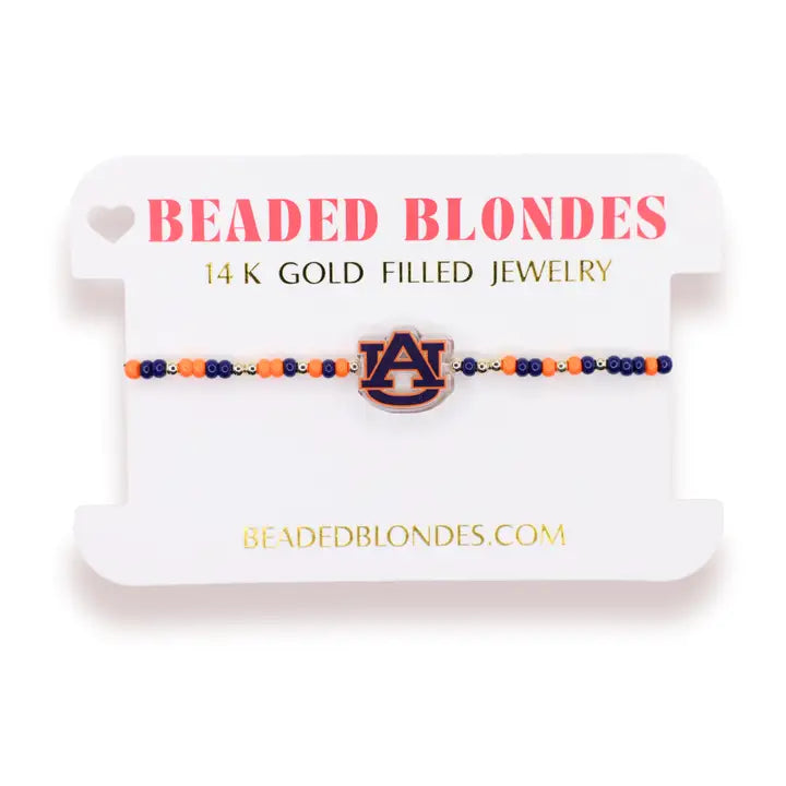 Beaded Blondes Auburn Logo Bracelet On Color